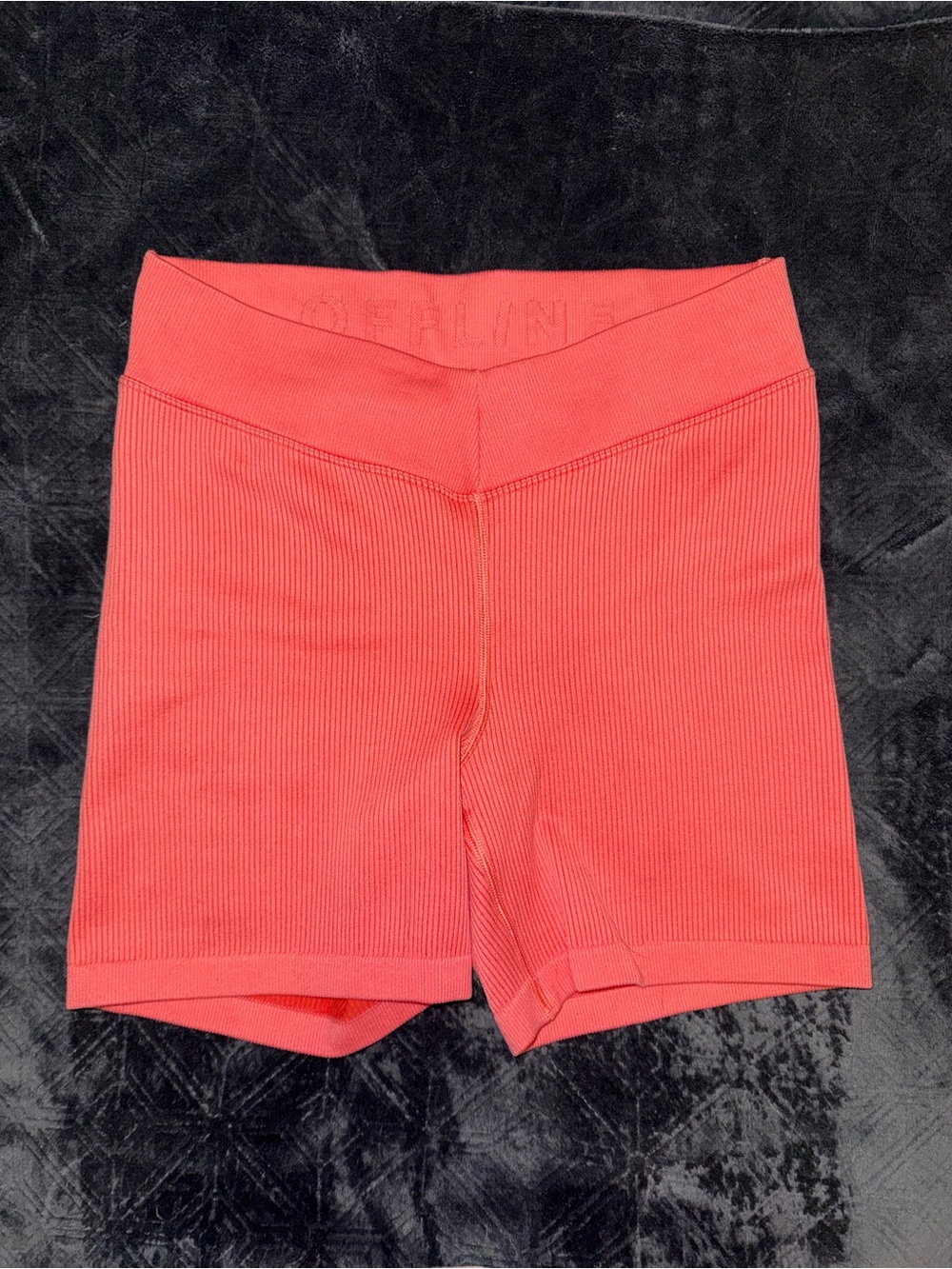 Ribbed Coral High V-Waist Bike Shorts
